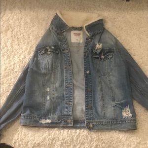 Fur hooded jean jacket